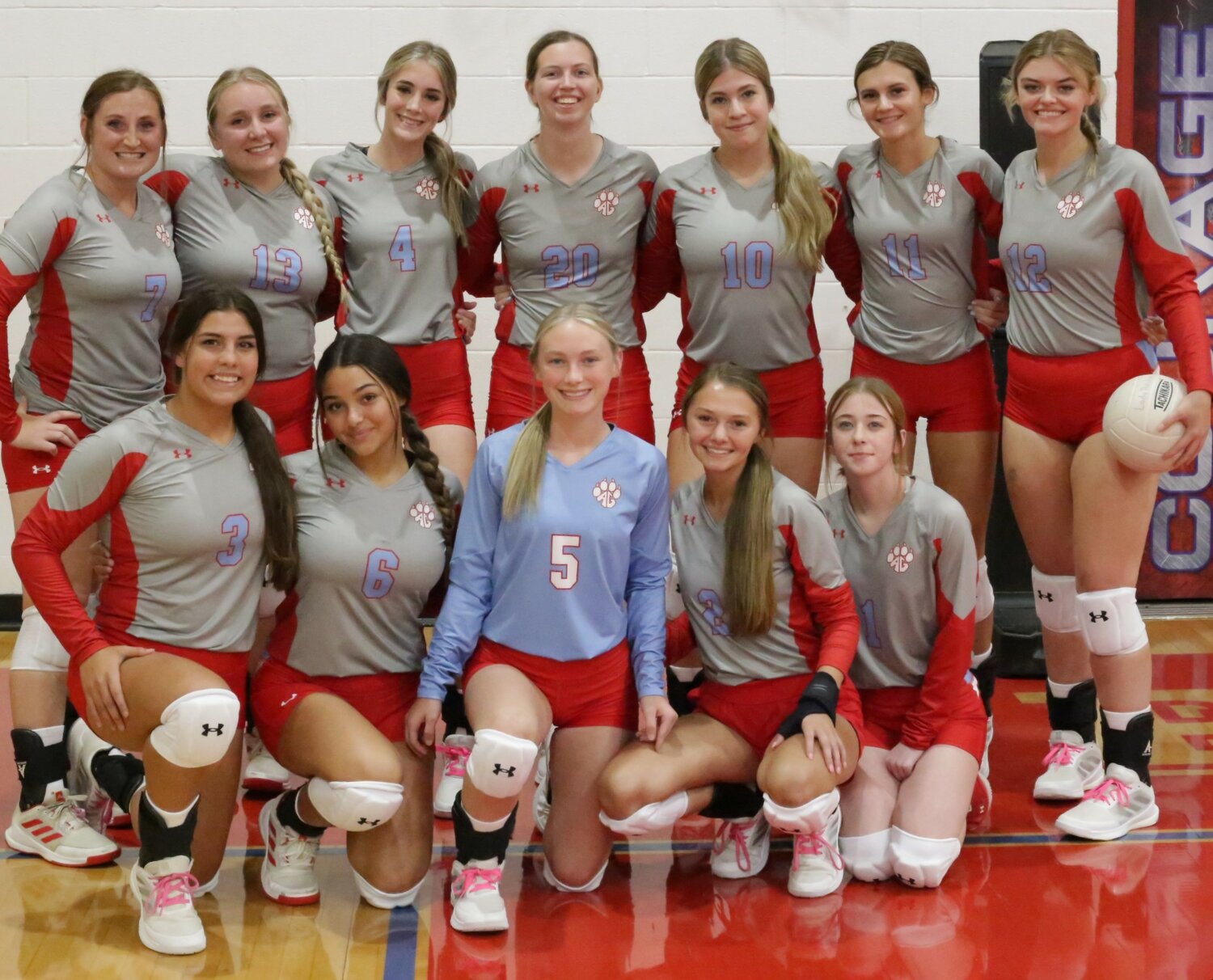 The varsity Lady Panthers Alba-Golden volleyball team, back from left, Megan Wallace, Kirsty Jackson-Colgrove, Lainey Wright, Hailey Crutchfield, Lainey Teel, Bailee Bishop and Alexis Wilmut; and, front, Erin Langston, Piper Hallman, Alyssa Murdock, Kalli Trimble and Kirstin Fish.